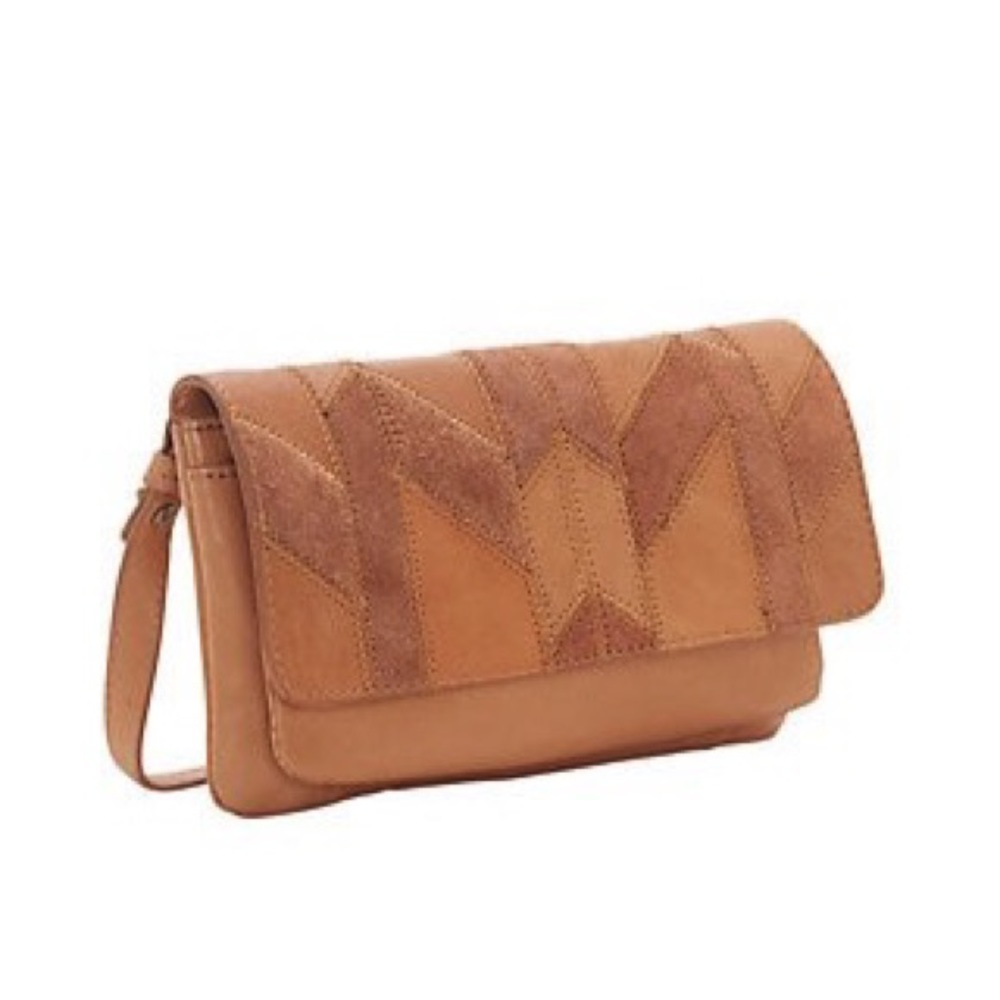 new Lucky Brand ☀︎ Axil Patchwork Leather Crossbody Clutch Handbag ☀︎︎ Cognac - Picture 6 of 17